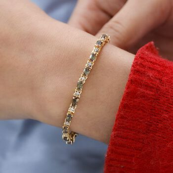 Nat&uuml;rliches Jenipapo Andalusit und wei&szlig;es Zirkon Armband, ca. 19 cm, 925 Silber Gelbgold Vermeil ca. 6.02 ct