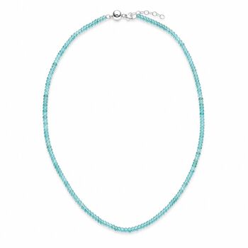Apatit Halskette ca. 43 cm 925 Silber Rhodiniert ca. 62,00 ct.