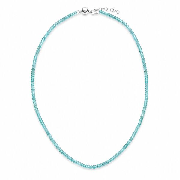 Apatit Halskette ca. 43 cm 925 Silber Rhodiniert ca. 62,00 ct.
