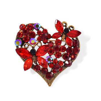 Mehrfarbiger Kristall Brosche Antikes Gold