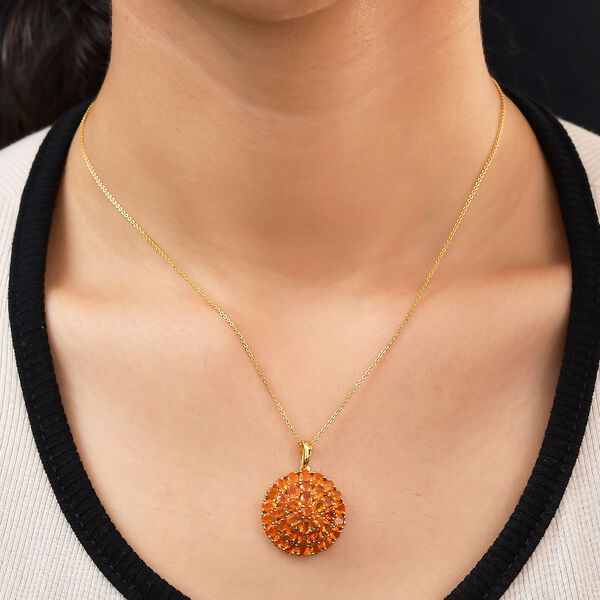 Salamanca Feueropal-Anhänger mit Kette, ca. 50 cm, 925 Silber vergoldet ca. 4,02 ct image number 2