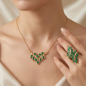 Labor Smaragd Ring und 45cm Halskette