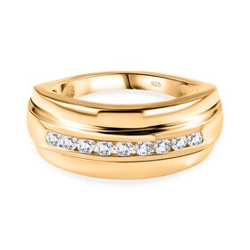 Moissanit Ring 925 Silber 750 Gelbgold Vermeil (Größe 20.00) ca. 0,55 ct Moissanit Ring 925 Silber 750 Gelbgold Vermeil (Größe 20.00) ca. 0,55 ct