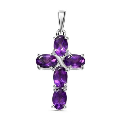 Natürlicher, marokkanischer Amethyst-Anhänger, 925 Silber platiniert ca. 2,09 ct
