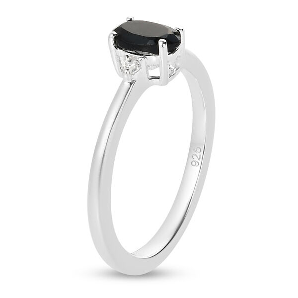 Schwarzer Spinell und Weißer Simulierter Diamant Ring 925 Silber  ca. 0,63 ct image number 5