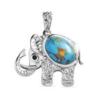 AAA Blauer Mojave Türkis, Schwarzer Spinell Anhänger 925 Silber rhodiniert ca. 5.53 ct