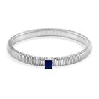Blaues Kristall Armband, flexibel, Reiner Edelstahl, silberfarben