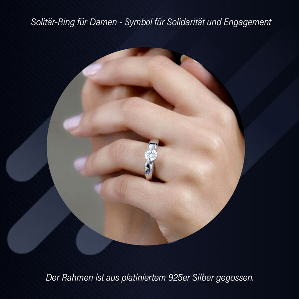 Moissanit Ring, 925 Silber  platiniert  - 0,94 ct. image number 3