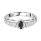 Alexandrit, Weißer Zirkon Ring, 925 Silber rhodiniert (Größe 20.00), ca. 0.49 ct