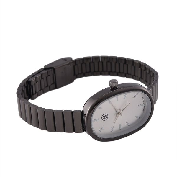 STRADA - Elegante Armbanduhr mit Japanischem PC21S Werk, Stahlsonnenschliff-Zifferblatt und Edelstahlarmband, Reiner Edelstahl, 19 cm, Schwarz, ca. 37,50g image number 4