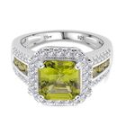 Djoy EXKLUSIVER ASSCHER SCHLIFF Premium Nat&uuml;rlicher Peridot Ring 925 Silber rhodiniert (Gr&ouml;&szlig;e 16.00) ca. 2.36 ct