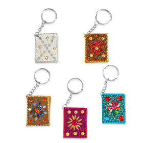Set aus 5 Perlen-Schlüsselanhängern, florales Design, mehrfarbig