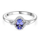 Tansanit, Weißer Zirkon Ring 925 Silber rhodiniert (Größe 20.00) ca. 0,65 ct