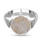 Meteorit-Ring, 925 Silber platiniert (Größe 19.00) ca. 12.70 ct