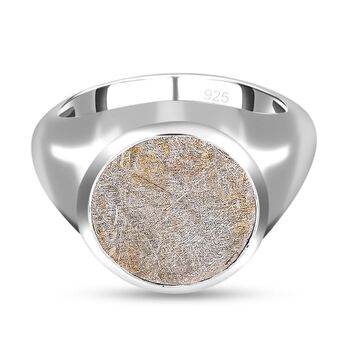 Meteorit-Ring, 925 Silber platiniert (Gr&ouml;&szlig;e 19.00) ca. 12.70 ct