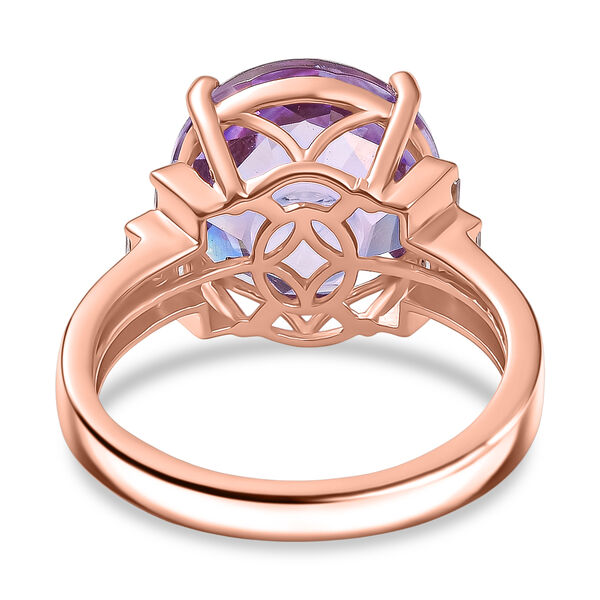 Zeitlose Art Kollektion - AA Rose De France Amethyst, Weißer Zirkon Ring 925 Silber 750 rosévergoldet (Größe 18.00) ca. 6.58 ct image number 6