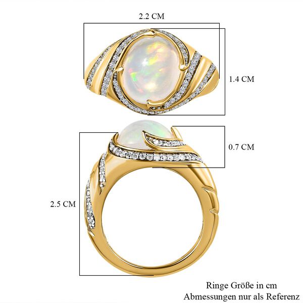 Nat&uuml;rlicher, &auml;thiopischer Welo Opal und Zirkon-Ring - 2,67 ct. image number 6