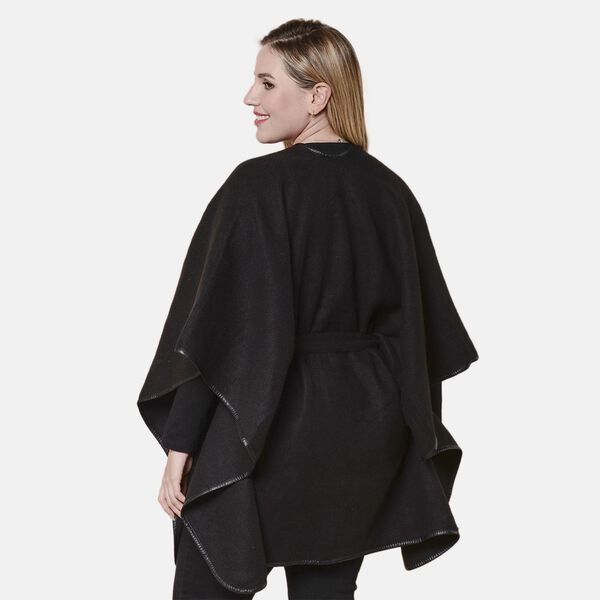 LA MAREY - Warm und Weich, Designer Kimono mit G&uuml;rtel, Schwarz image number 1