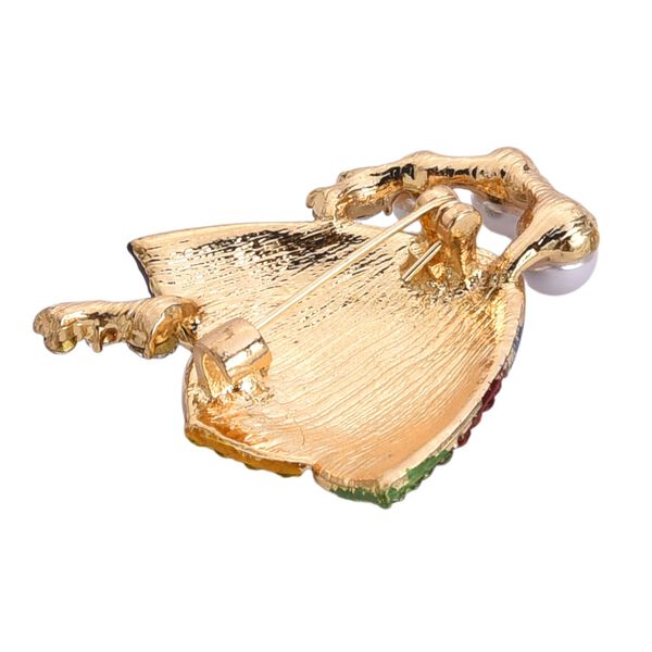 Kunststoff Perle, Mehrfarbiger Kristall Fisch Brosche  Gelb image number 5