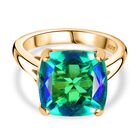 Pfau Quarz Triplette Ring 925 Silber 750 Gelbgold Vermeil (Größe 18.00) ca. 7,48 ct