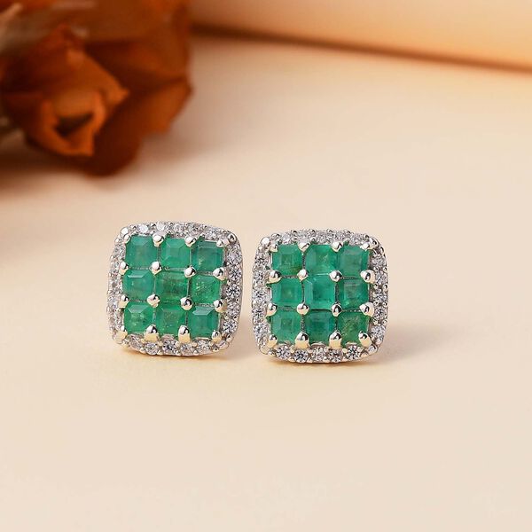 AAA Smaragd und Zirkon Ohrringe - 2,12 ct. image number 2