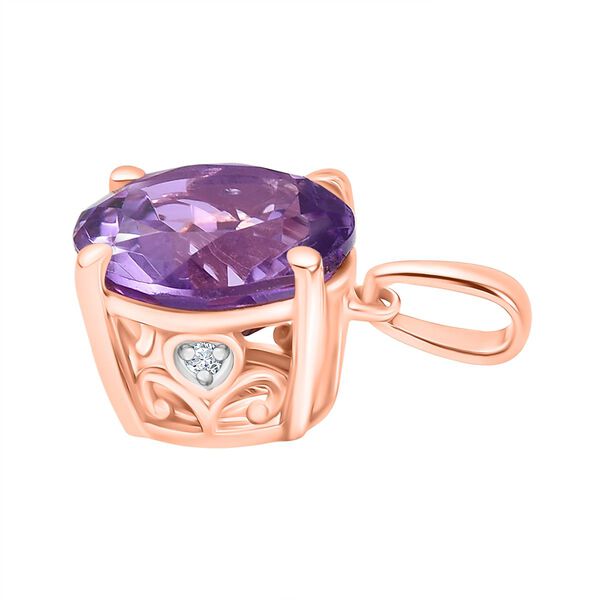 D’Joy AA Rose De France Amethyst und Zirkon Anhänger - 5,92 ct. image number 3