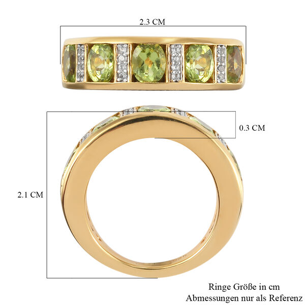 Nat&uuml;rlicher Peridot und Zirkon-Ring, 925 Silber vergoldet  ca. 2,07 ct image number 7