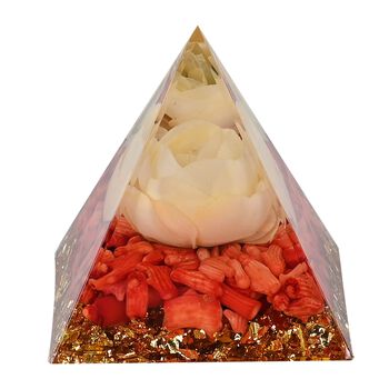 Energie-Edelstein Pyramide mit Rosenquarz, 6x6x6 cm