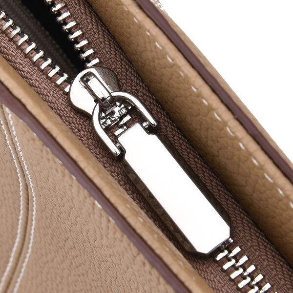 Echtleder Modische, geräumige Kontrastfarbene Tasche, 33x13x29 cm, Khaki image number 6