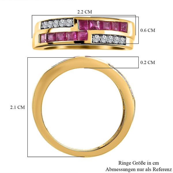 Geometric Meander Rubin und Zirkon Ring- 1,11ct. image number 7