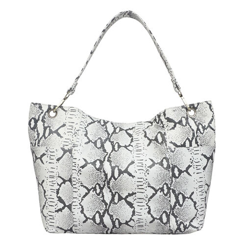 Assots London: 100% echtes Leder Hobo-Tasche mit Schlangen Muster, schwarz image number 1