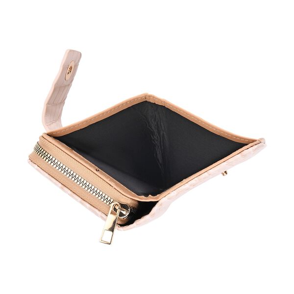 Elegante Geldbörse mit Krokoprägung, RFID-Schutz, 14,5×9,5cm, Beige image number 6