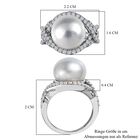 GP Regina Kollektion - Weiße Perle, Kanchanaburi Blauer Saphir Ring, 925 Silber platiniert (Größe 17.00) ca. 10.25 ct image number 6