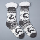 1 Paar rutschfeste Haus Socken mit Jojoba Infusion und Sherpa Futter, Einheitsgröße 24x23x12 cm, Grau und Weiß