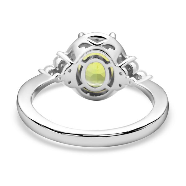Natürlicher Peridot und Zirkon-Halo-Ring, 925 Silber rhodiniert, 3,15 ct. image number 6