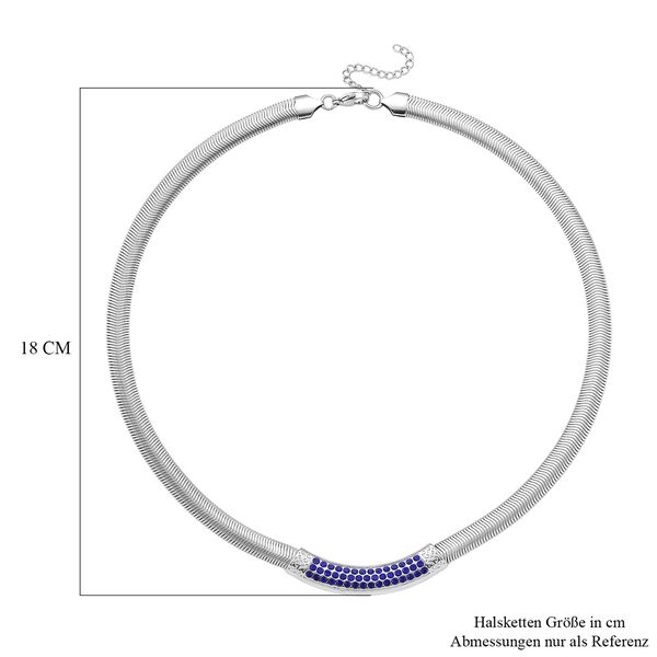 Blaue Kristall 50+5cm Halskette in Silberton image number 5