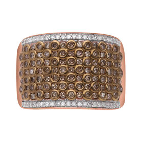 Natürlicher Champagner und weißer Diamant-Ring - 1 ct.