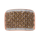 Natürlicher Champagner Diamant Ring, 925 Silber Roségold Vermeil (Größe 16.00) ca. 1.00 ct