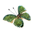 Grüne Kristall Schmetterlings-Brosche, goldfarben image number 2