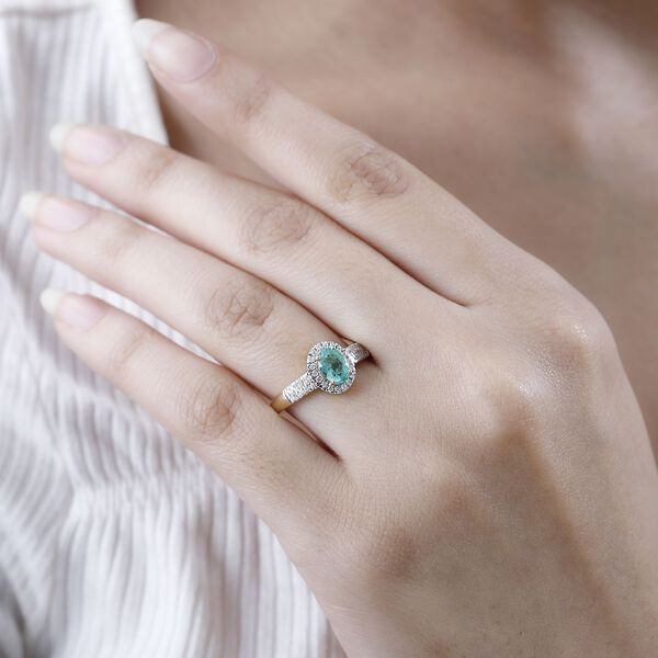 AA Kolumbianischer Smaragd, Wei&szlig;er Diamant Ring, 585 Gold (Gr&ouml;&szlig;e 17.00) ca. 0.99 ct image number 3