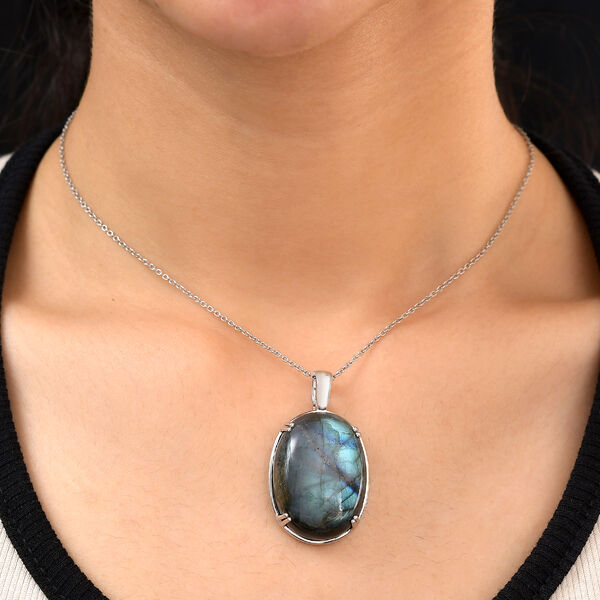 Labradorit-Anhänger, 925 Silber platiniert ca. 53,36 ct image number 2