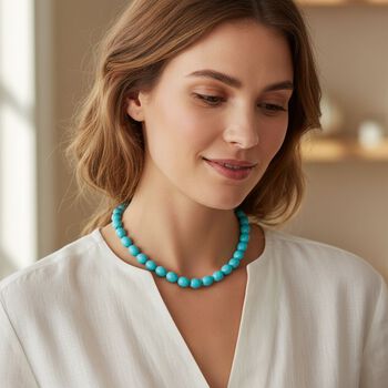 Sleeping Beauty t&uuml;rkisfarbene Oval Muschelkernperle 50cm Halskette