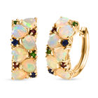 D'Joy Natürlicher, äthiopischer Welo Opal, Masoala Saphir (Fissure gefüllt) Ohrringe 925 Silber 750 Gelbgold Vermeil ca. 3,70 ct.