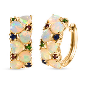 D'Joy äthiopische Welo Opal, Masoala Saphir, Chromdiopsid und Rhodolith Granat Ohrringe - 3,70 ct.