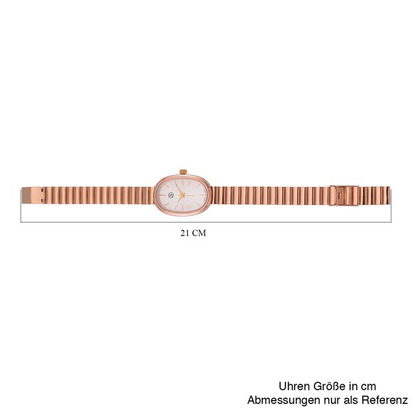 STRADA - Elegante Armbanduhr mit Japanischem PC21S Werk, Stahlsonnenschliff-Zifferblatt und Edelstahlarmband, Reiner Edelstahl, 19 cm, rosefarben, ca. 37,50g image number 7