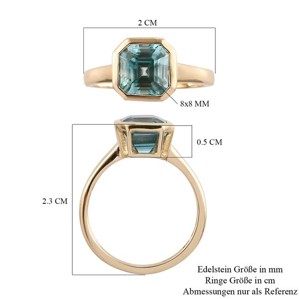Kambodschanischer blauer Zirkon Solit&auml;r Ring 375 Gelbgold image number 6