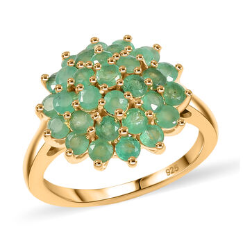 Socoto Smaragd Ring 925 Silber 750 Gelbgold Vermeil (Gr&ouml;&szlig;e 17.00) ca. 1,98 ct