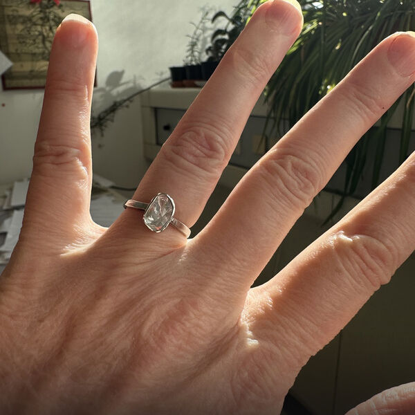 Handgearbeiteter Polki Diamant Solitär Ring 925 Silber Platin-Überzug image number 3