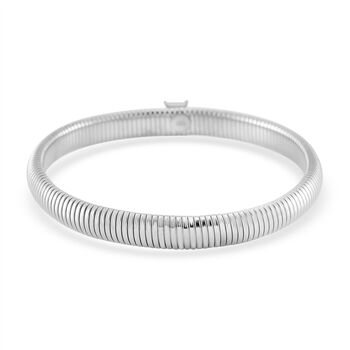 Blaues Kristall Armband, flexibel, Reiner Edelstahl, silberfarben