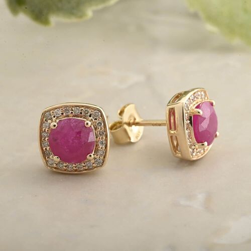 LUXORO zertifiziert und geprüft AAA natürlicher Mosambik-Rubin und Diamant Ohrringe in 417 Gold - 2,15 ct. image number 1